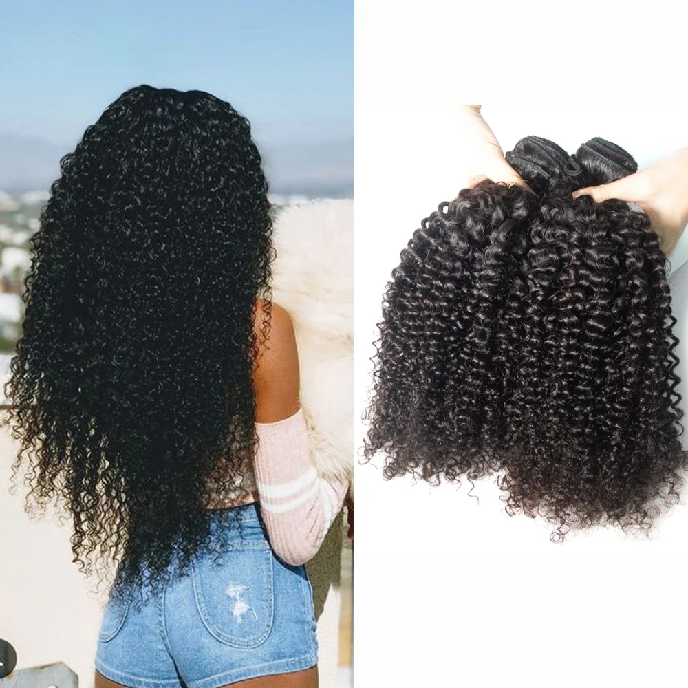 

Latest 100% Remy virgin weave, unprocessed cuticle aligned bulk human extensions bundles kinky curly hair with Lace closure, Natural color