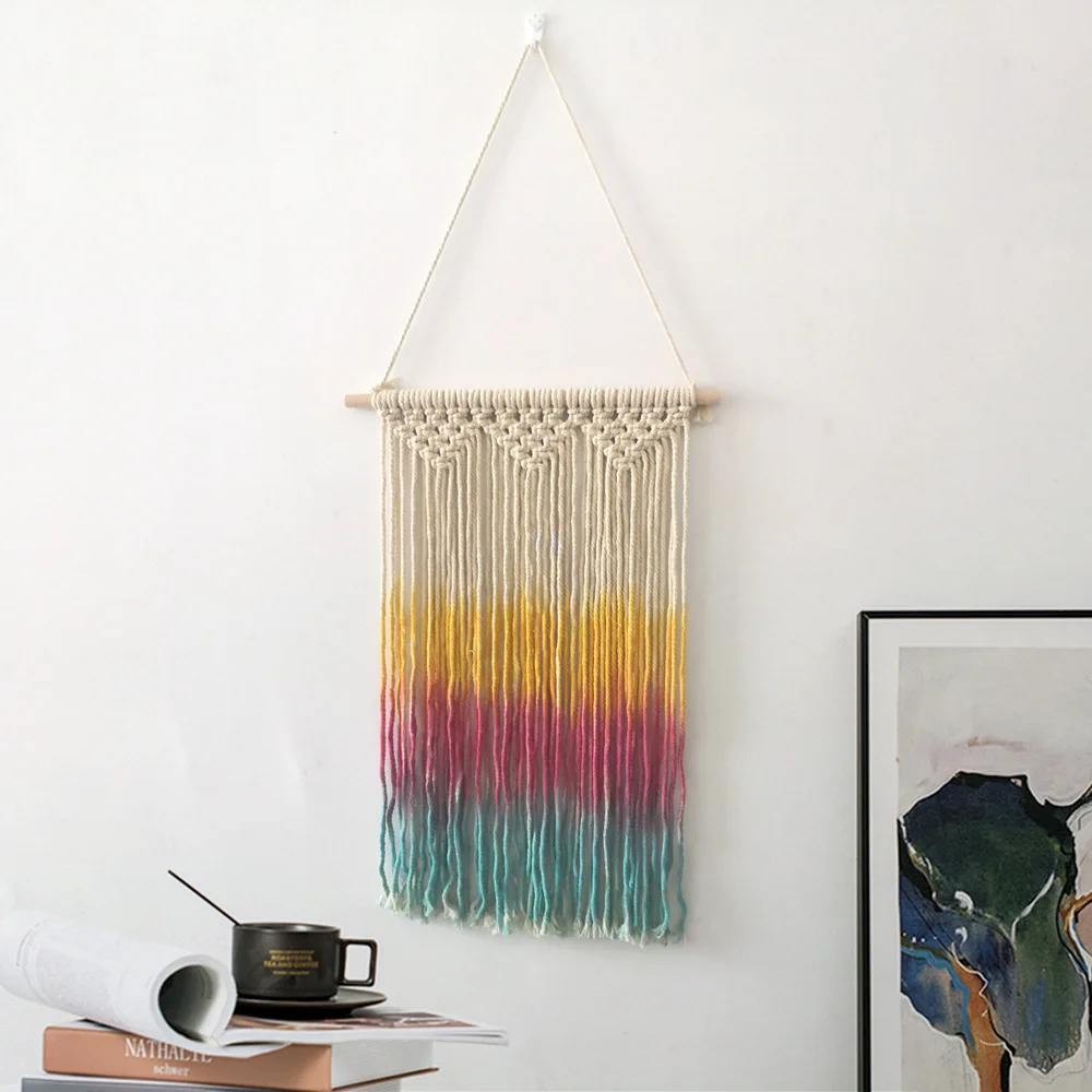 

Simple Colorful Cotton Handmade Woven Tapestry Boho Home Decorative Wall Hanging