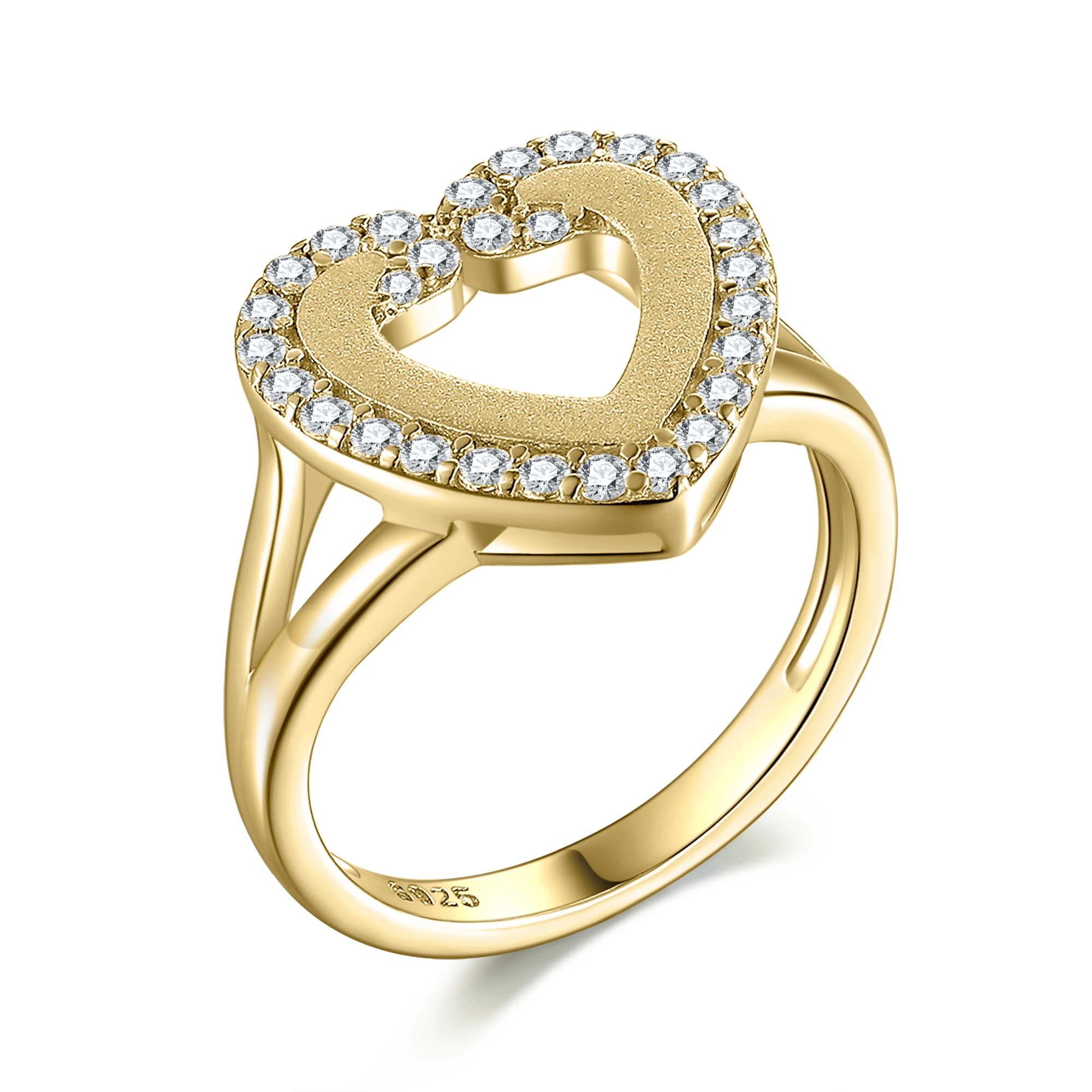 

Classic Heart Rings Silver Jewelry cubic zirconia heart shaped minimalist jewelry 18k gold plated rings for women