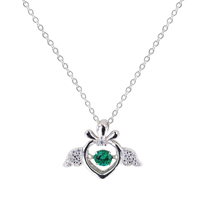 

Special Lab Grown Emerald Round Shape 925 Sterling Silver Necklace Jewelry