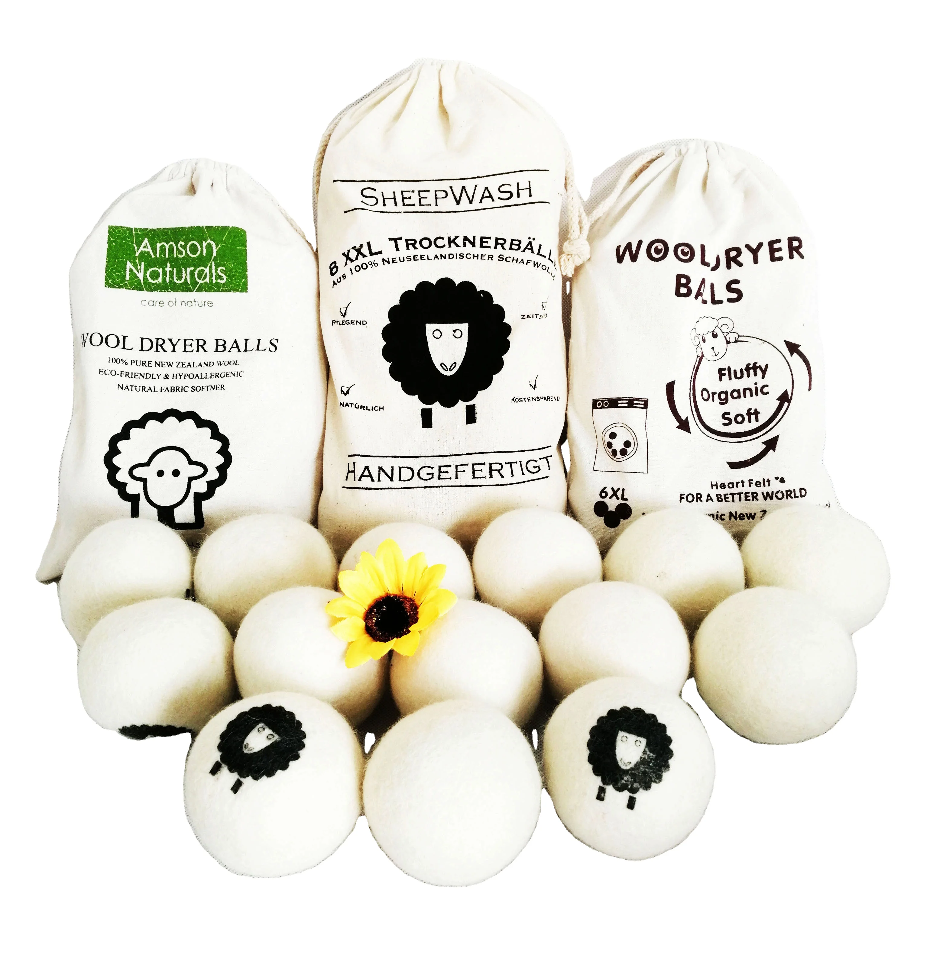 

2021 amazon bestseller 6 pack xl eco friendly organic merino wool dryer balls LAVENDER Scented organic laundry wool dryer balls