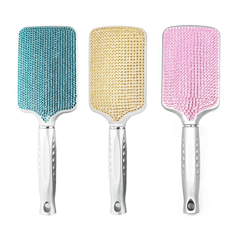 

Amazon hot selling plastic handle bling crystal rhinestone hair brush