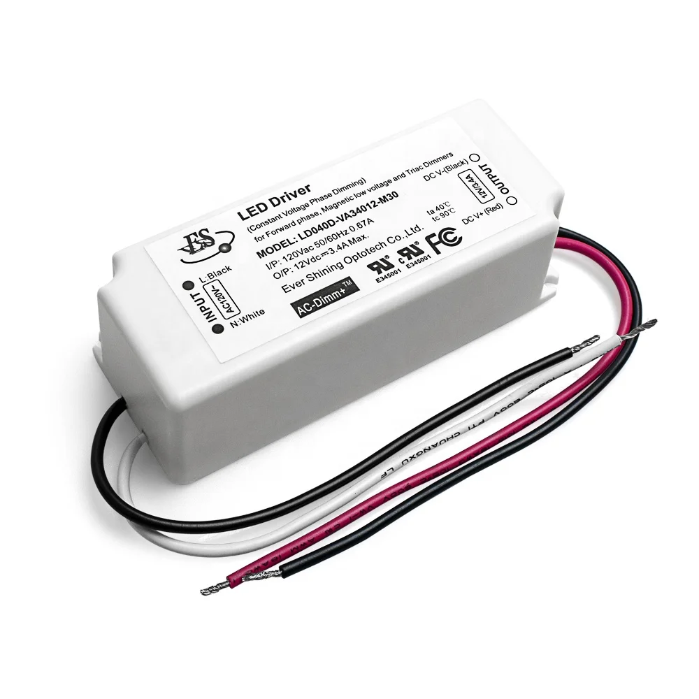 Es Ul 40W 24Vdc 1.7A 120Vac Input Constant Current Voltage Power Supply Triac Dimming Led Driver