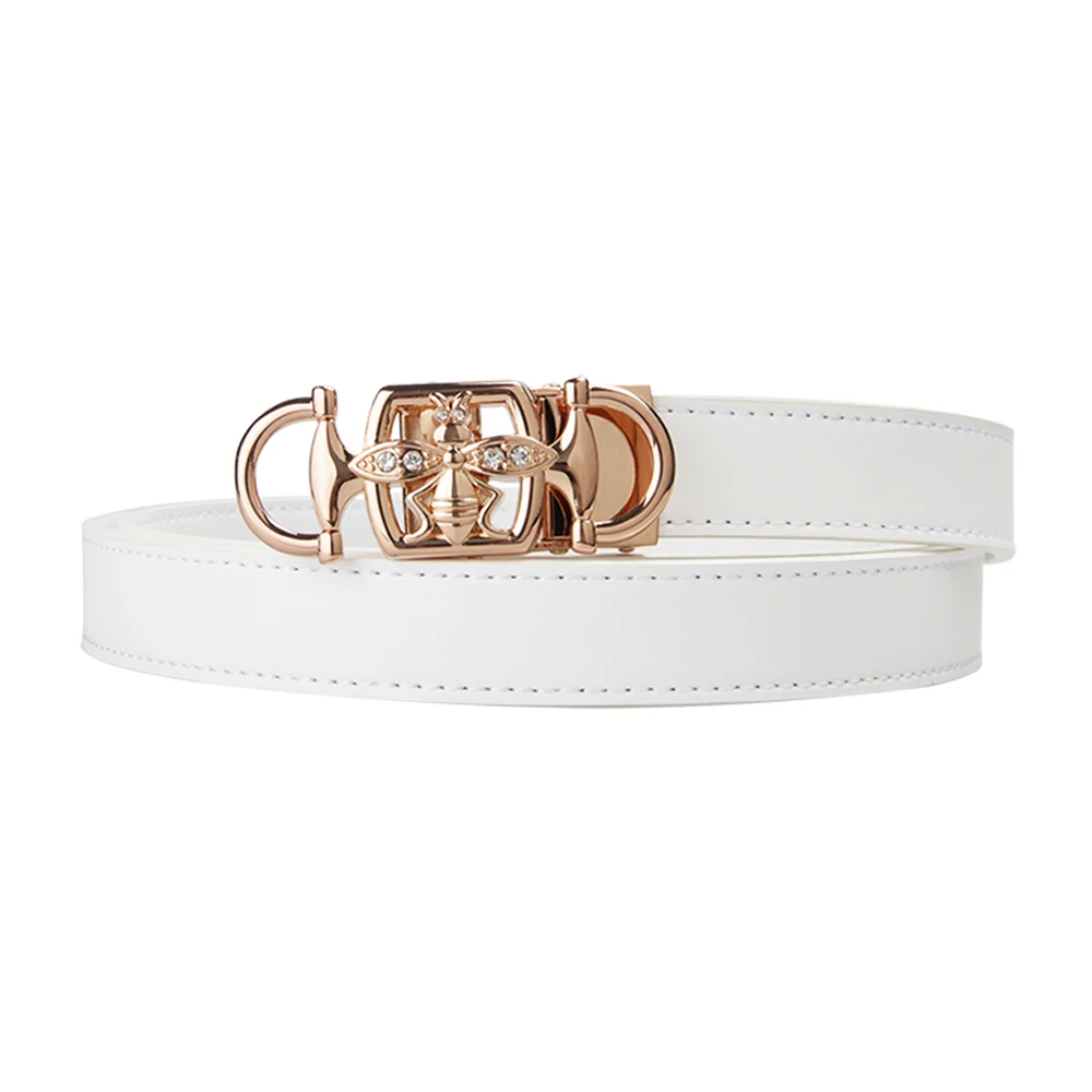 

Luxury Ratchet Gold Bee Buckle Ladies Leather Belts for Dress