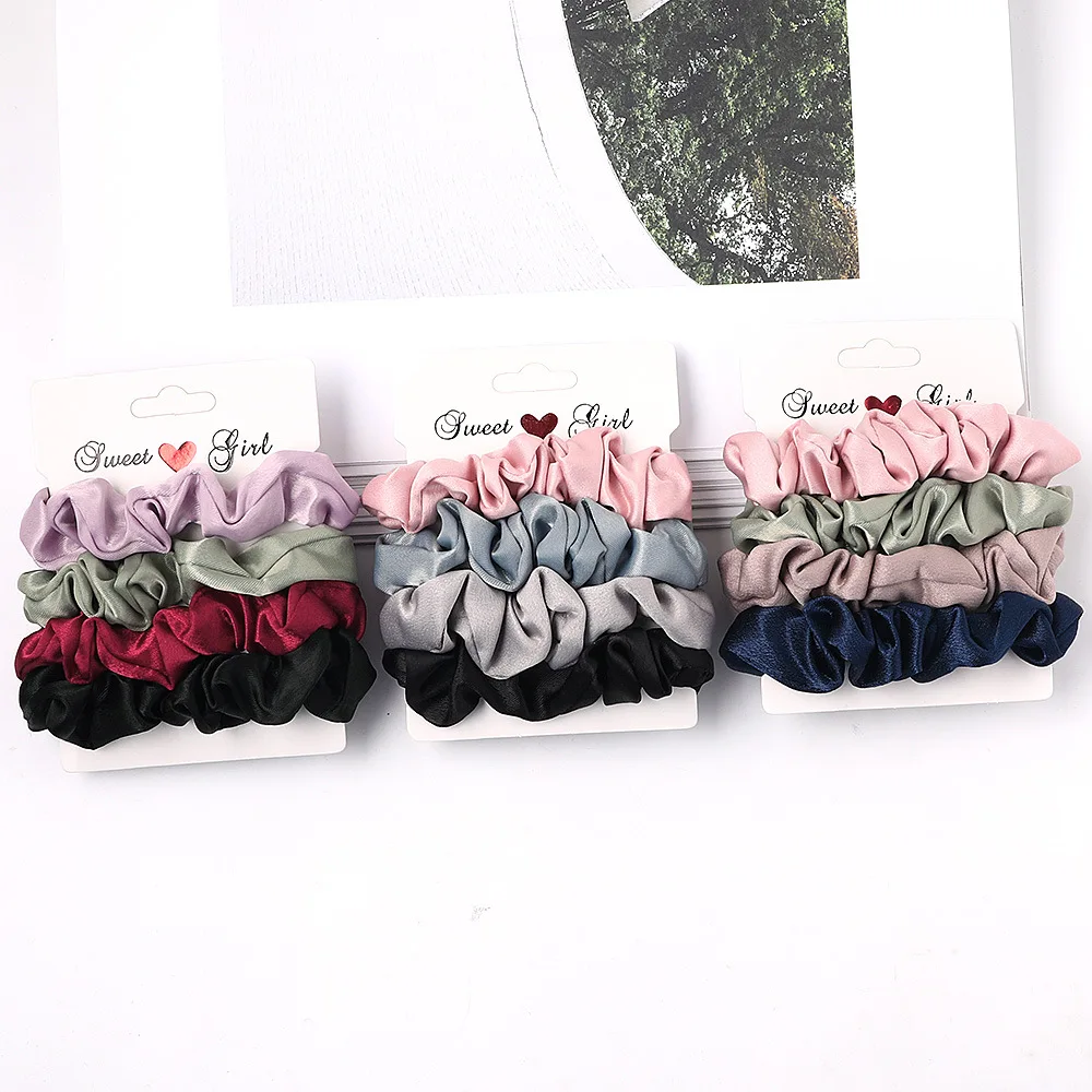 Low Moq Fashion Colorful Elastic Scrunchies Set Pack Silk Scrunchies ...