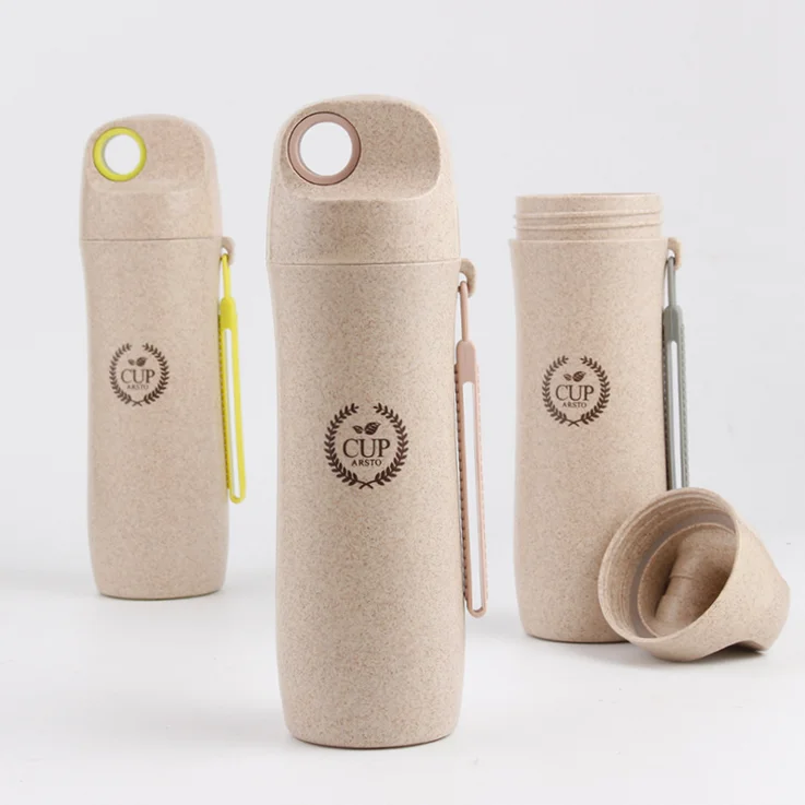 

Wheat Straw Fiber Water bottle 400ml biodegradable water bottle with lid