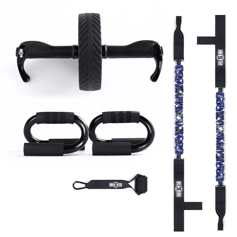 

Non silp AB exercise Roller Wheel with Resistance bands for Muscles Fitness Exercise Equipment, Black