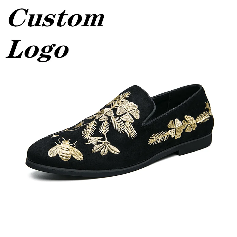 

Moyo Fashion Big Size Custom Men's Hand Embroidery Leather Dress Shoes Flat Shoes For Men