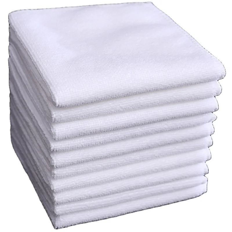 

Absorbent microfiber kitchen cleaning towel  microfiber car cleaning cloth disposible small cleaning towel, White