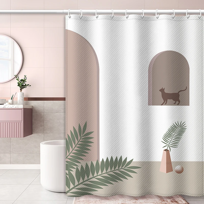 

Custom Printed Pink Waterproof Shower Curtain Bath Curtains Sets For Bathroom