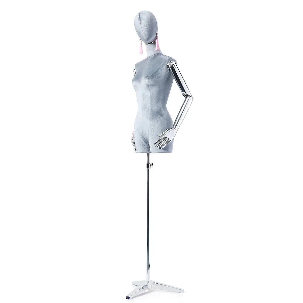 

RuiChen Half Body Torso Female Mannequins High Quality ABS Plastics Arms Adjustable Tailor Manequins Dressmaker Dummy, Gray