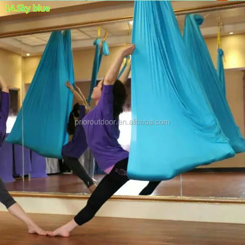 

PRIOR FITNESS New Yoga Hammock 5M*2.5M Set High Strength Yoga Hang Sling Set Aerial Yoga Flying Swing Silk Kit Trapeze