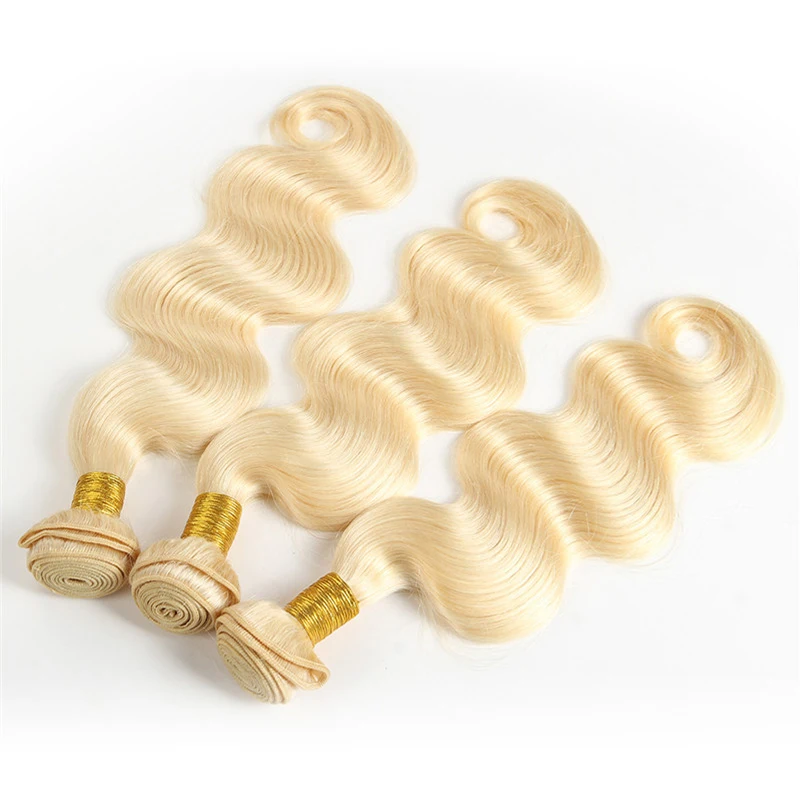 

613 Blonde Double Drawn Virgin Human Hair Real Brazilian Body Wave 613 Cuticle Aligned Hair Bundles