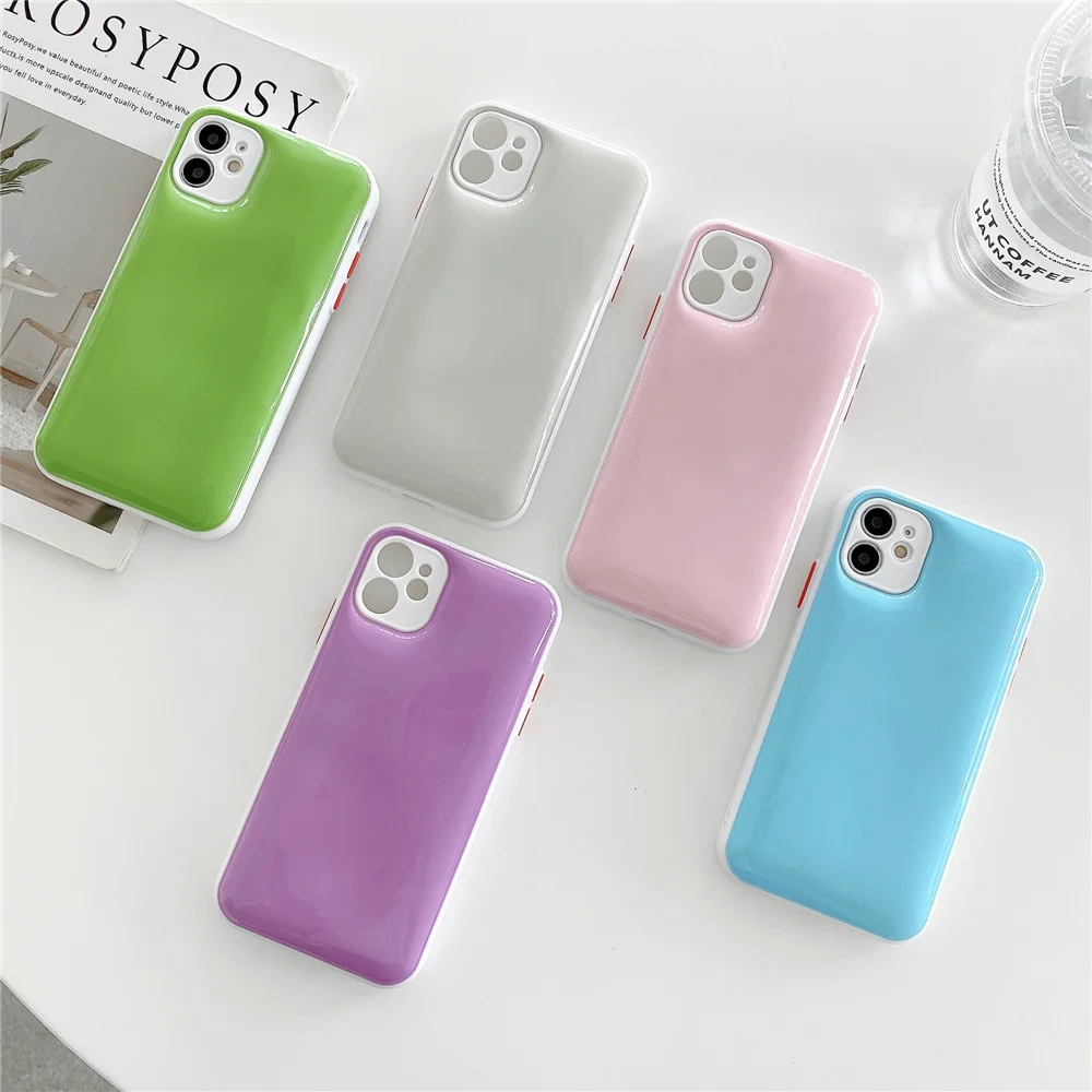 

For iPhone 11 12 pro max Hand Feeling Mobile Bag Color Jelly Cellphone Cover Release Pressure Phone Case, Red, white, purple, pink