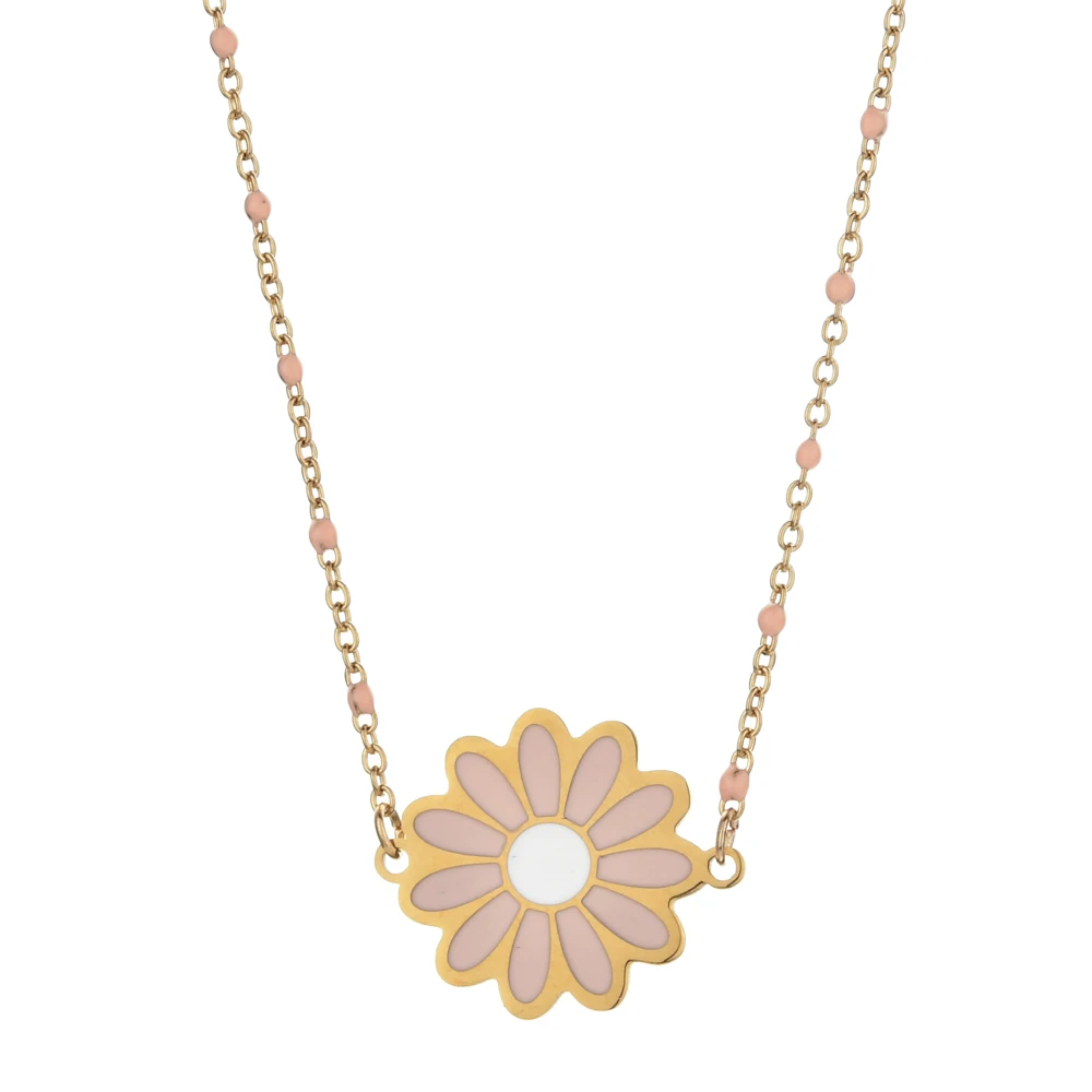 

ZMZY Stainless Steel Chain Sunshine Sunflower Necklaces Pendant For Women Gold Color Daisy Choker Necklaces Charm Jewelry Gift