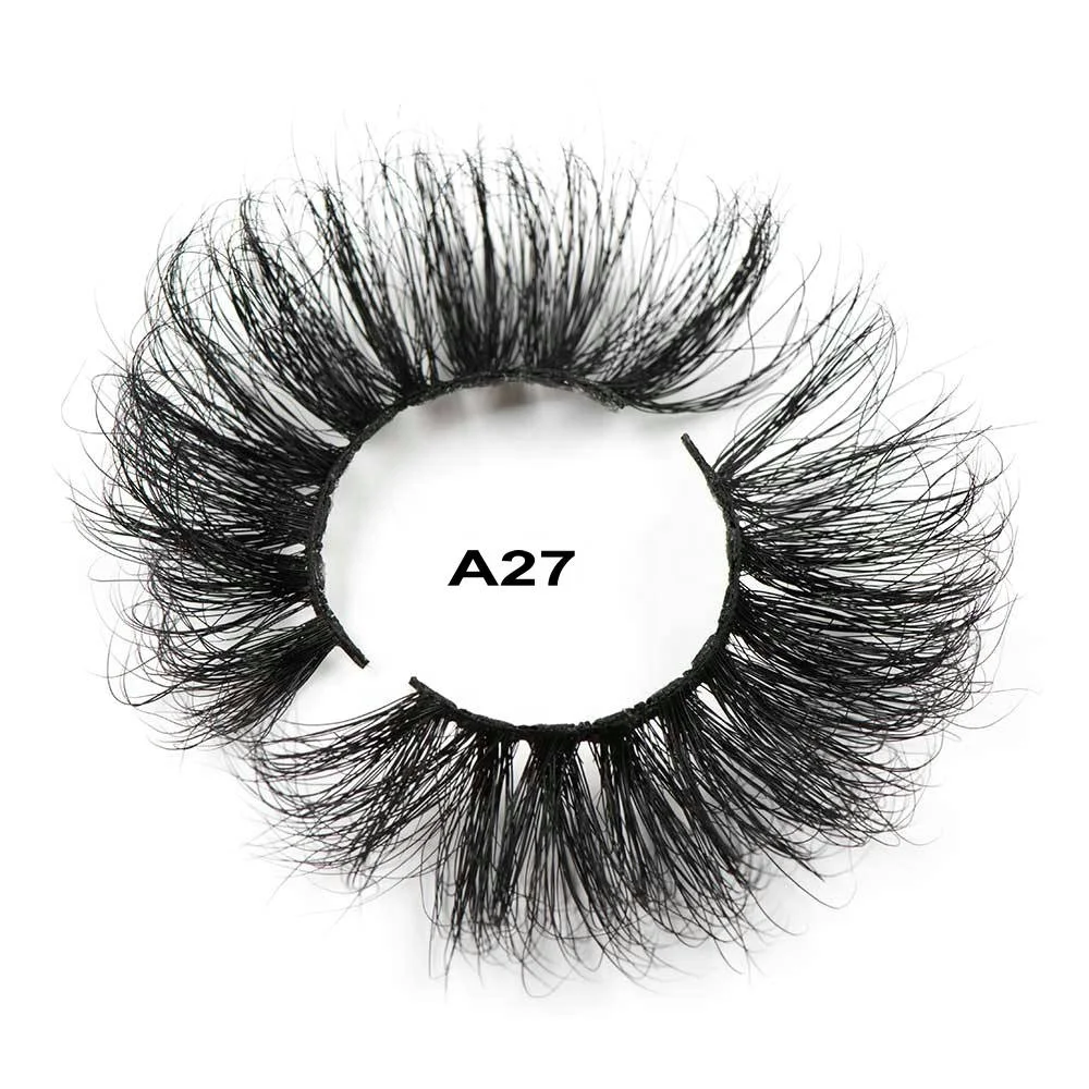 

Full Strip False Eye Lashes 100% Real lashes3D 5D 25 mm Mink Eyelashes 25mm vendor With Custom Packing Box