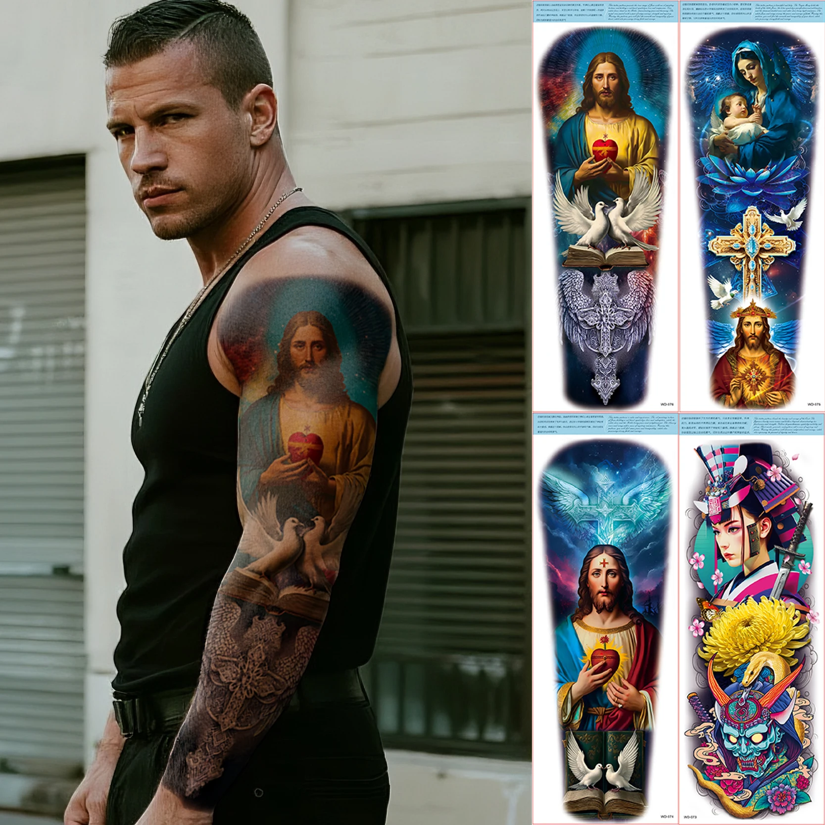 Realistic Custom White Paper Tattoo Sleeves | Water Transfer Sticker Sheets | Reusable Fashionable Temporary Body Art