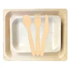 Custom Biodegradable Cutlery Disposable Compostable Wooden Utensil Eco-Friendly Degradable Fork Spoon Dinner Knife Flatware Sets