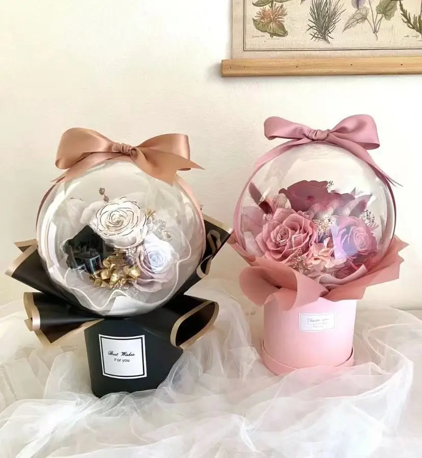 

Mothers Day Gifts 2023 Valentine Festival Novelty Gift Giant Dried Flowers Golden Touch Balloons forever Preserved Roses Bouquet