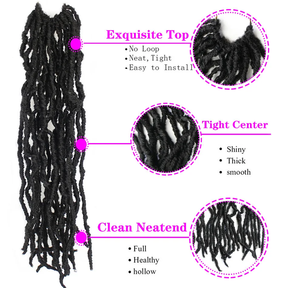 

Nu Faux Locs 24 Inch Crochet Hair Style Most Natural Crochet Braids 100% Premium Fiber Synthetic Hair Extensions, Solid and ombre