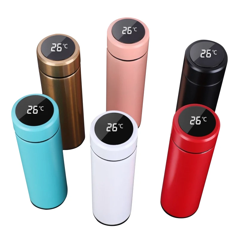 

Wholesale double wall smart drinkware Stainless Steel smart water bottle LED temperature display stainless steel vaccum flask, Customized color
