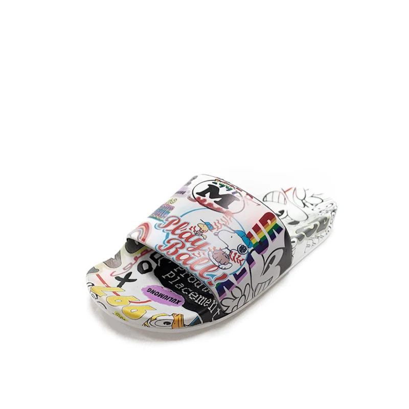 

high quality custom printed flat slipper for men soft sole indoor slippers customized with logo slide sandals