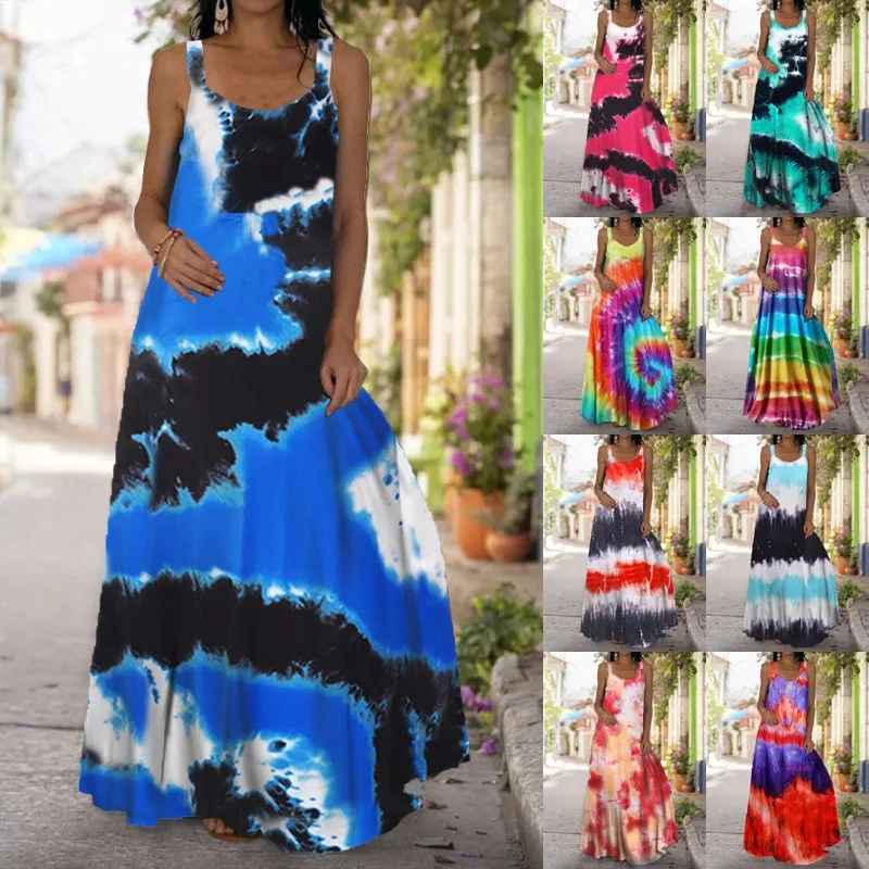 

Loose Casual Long Length European Maxi 2021 Summer Women Clothing Beach Dress Plus Size