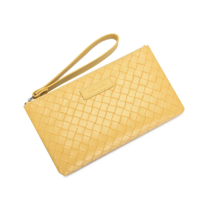 

Geometric weave PU Leather Women Long Zipper Purses Clutch Wallet Money Credit Card Holder