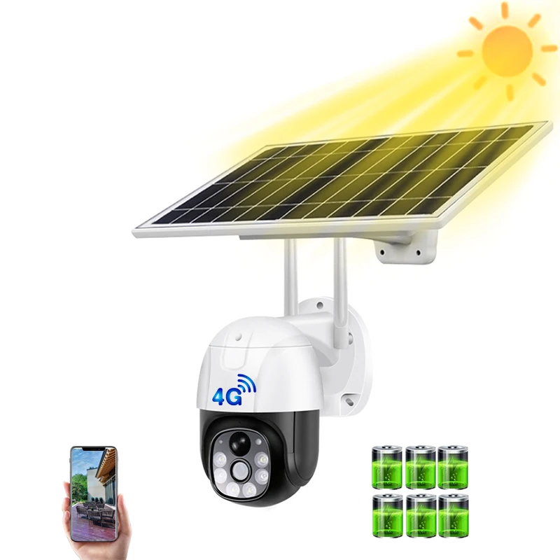 

V380 CCTV Solar 4G Camera With Sim Card Outdoor Colorful Night Vision Recording Security Solar 3MP CCTV 4G Camera