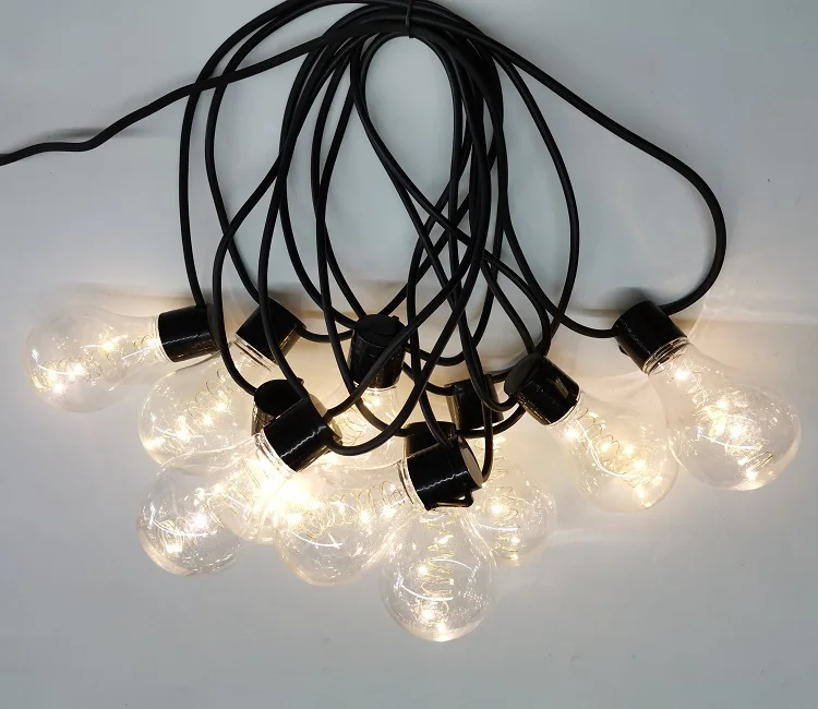 Christmas outdoor garlands lights 10bulbs warm white A60 A19 led copper wire string lights