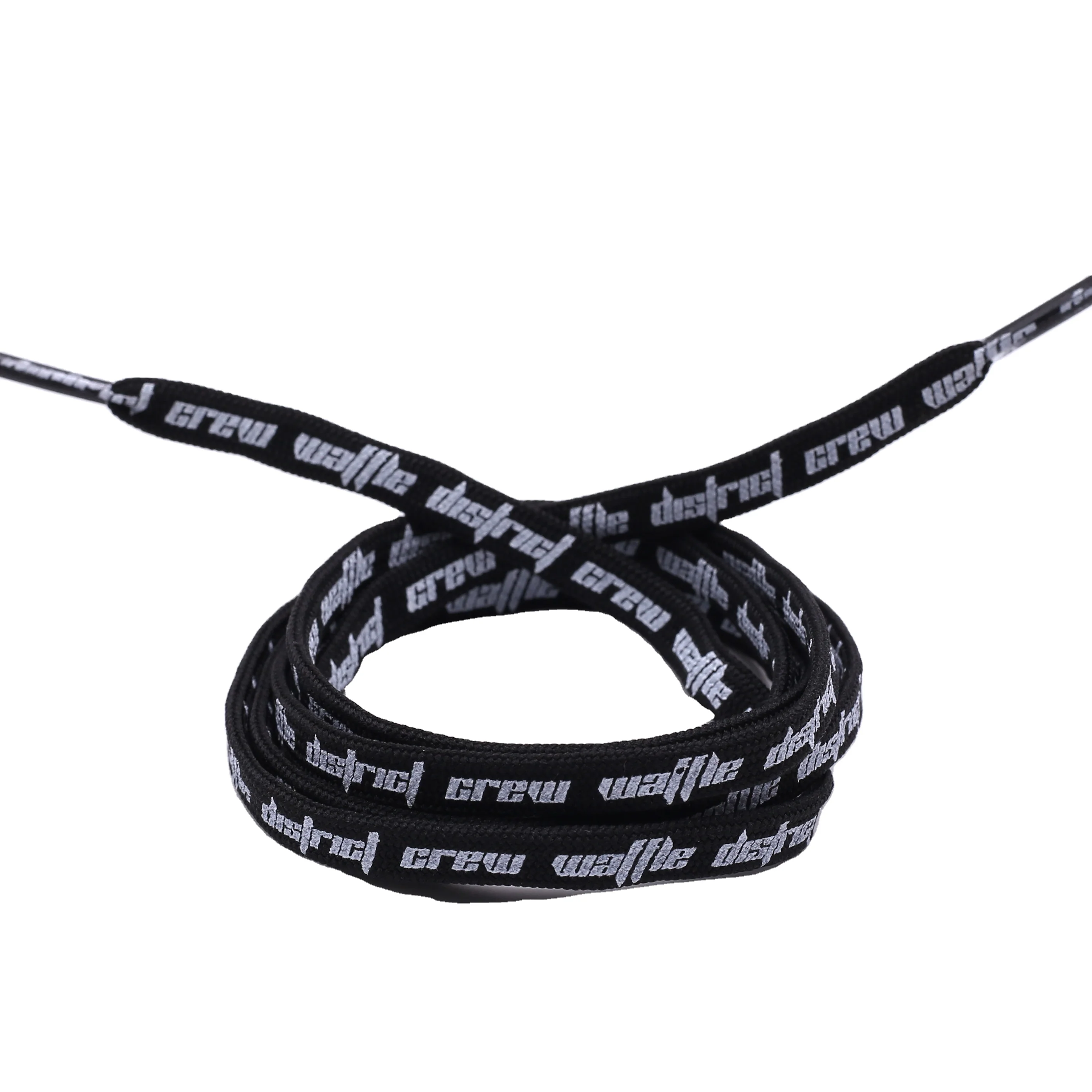 

Coolstring company Flat shoelaces with printed letters "Waffle District Crew" Hot sealing for Adults support custom, Customized