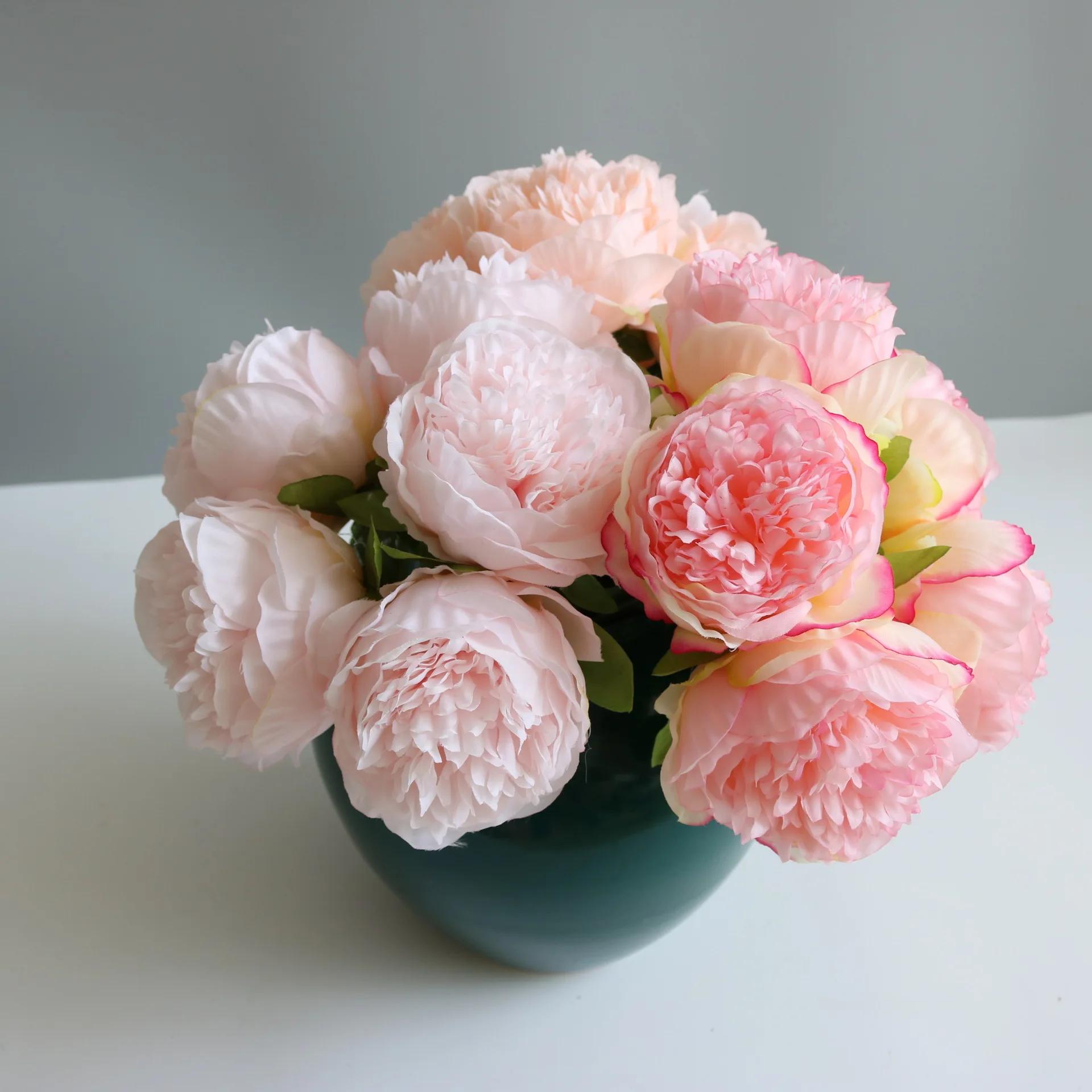 

Wedding Home Decor Faux Rose Peonies in Vase Vintage Artificial Peony Silk Flowers Bouquet, Colorful