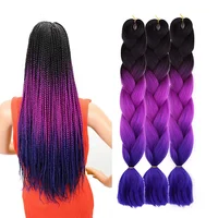 

Jumbo Ombre Braiding Hair Wholesale expression attachment 100g Crochet Braids Hair 24 inch Synthetic Hair Extensions