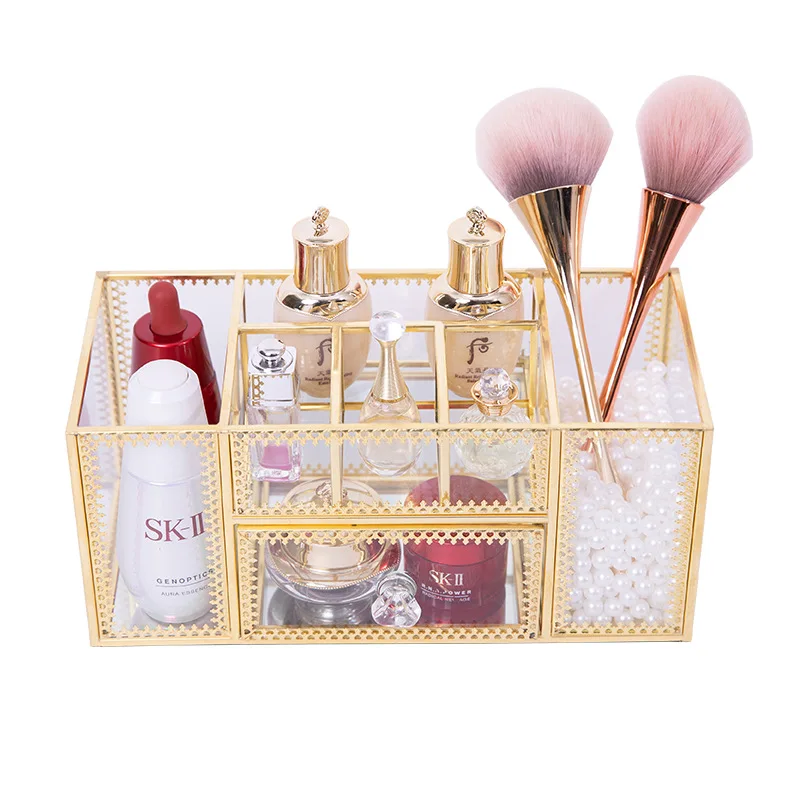 

Gold Makeup Box Maleta De Maquiagem Storage Boxes Makeup Case Hard Shell Trousse De Maquillage Clear Jewelry Case Makeup Bag, As show