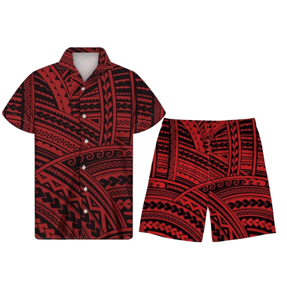 

Custom Men shirt And Beach Short Pants Set Polynesian Mens Shirt Tribal Tattoo Print Plus Size Swimwear Men Swimwear & Beachwear, Customized color