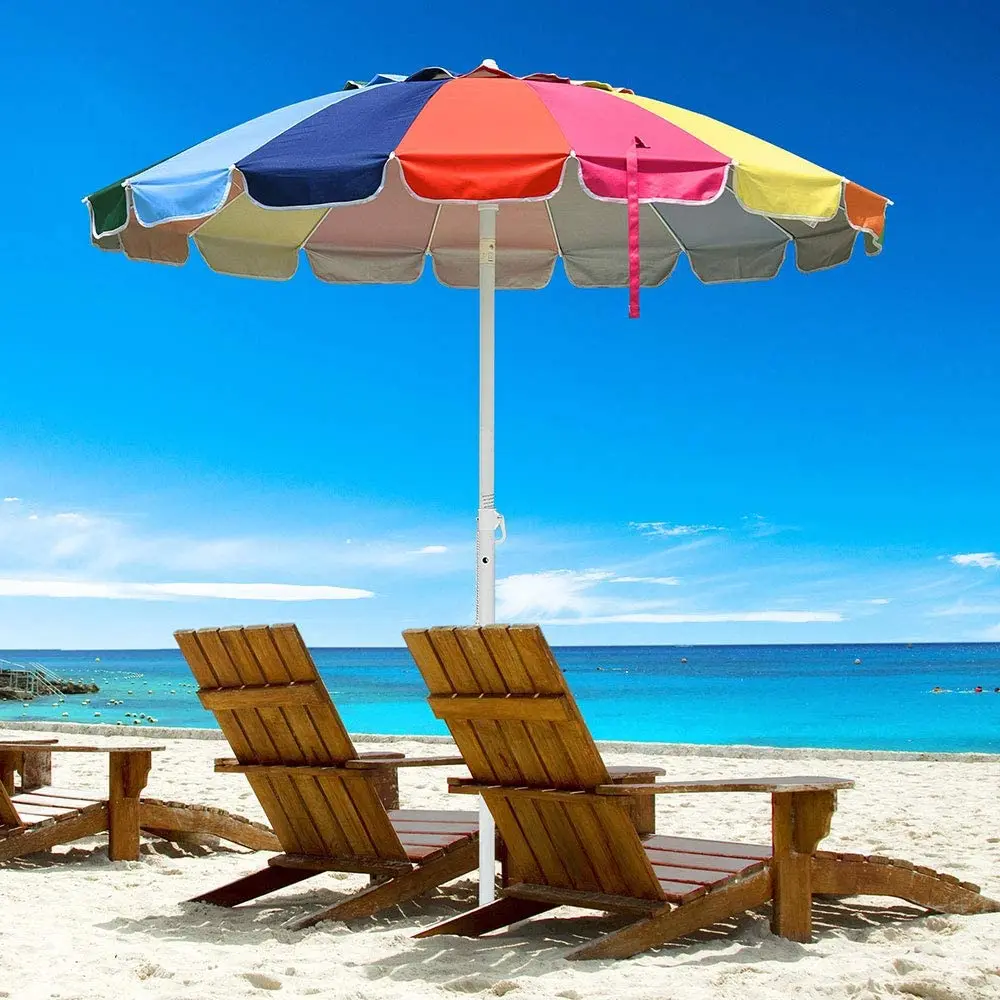 6 Ft Metal Rainbow Beach Patio Umbrella 16 Rib Tilt Market Table Umbrella Outdoor Sunshade Cover Sand Anchor Buy Berjemur Payung Untuk Pantai 420d Nilon Payung Pantai Payung Pantai Tugas Berat Product