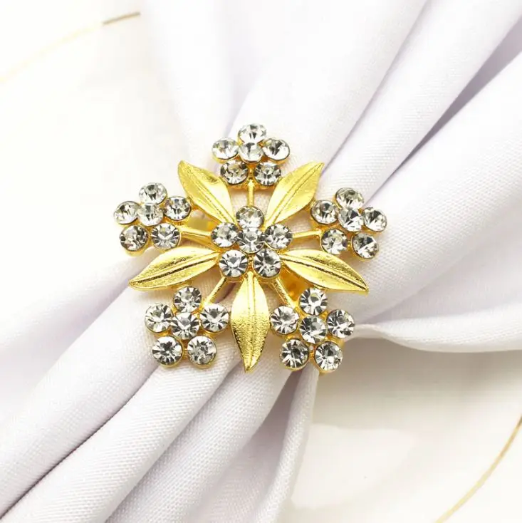 

best seller amazon unique Exquisite High-end Hotel Restaurant Gold Color Flower Napkin Ring Mouth Cloth Napkin Ring Seat Ring