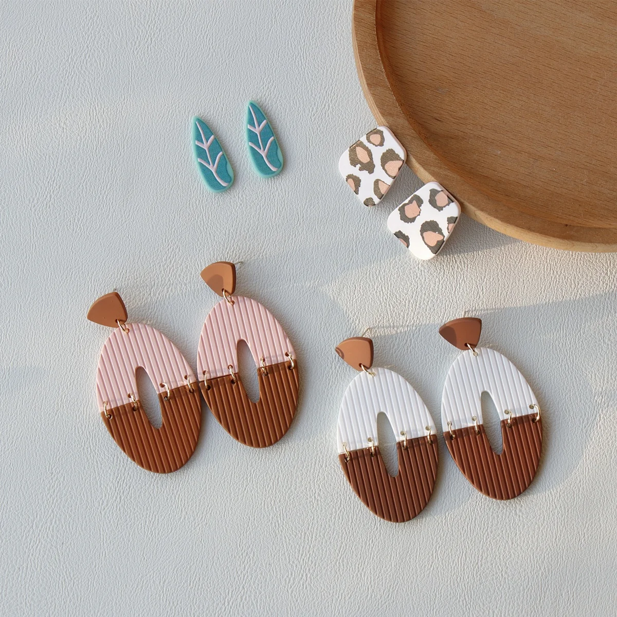 

JUHU 2020 color resin acrylic clay texture geometric shape earrings color stitching fashion jewelry for women, Colorful