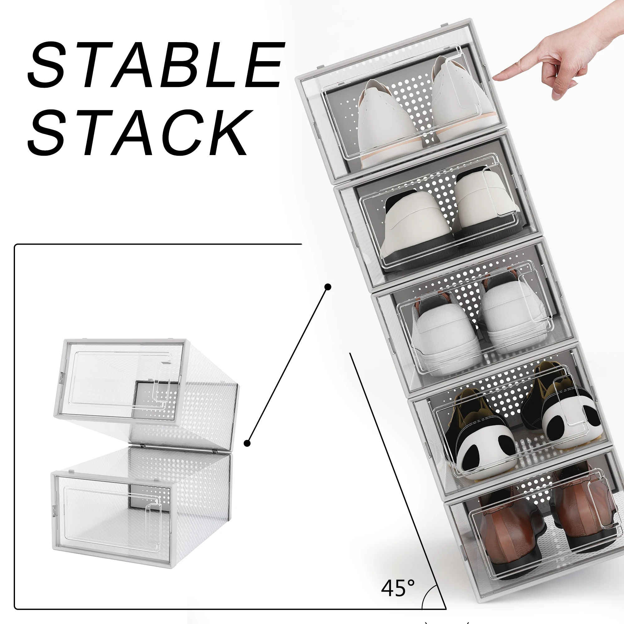 

Foldable Shoe Box tackable Clear Shoe Storage Box 12Pack White
