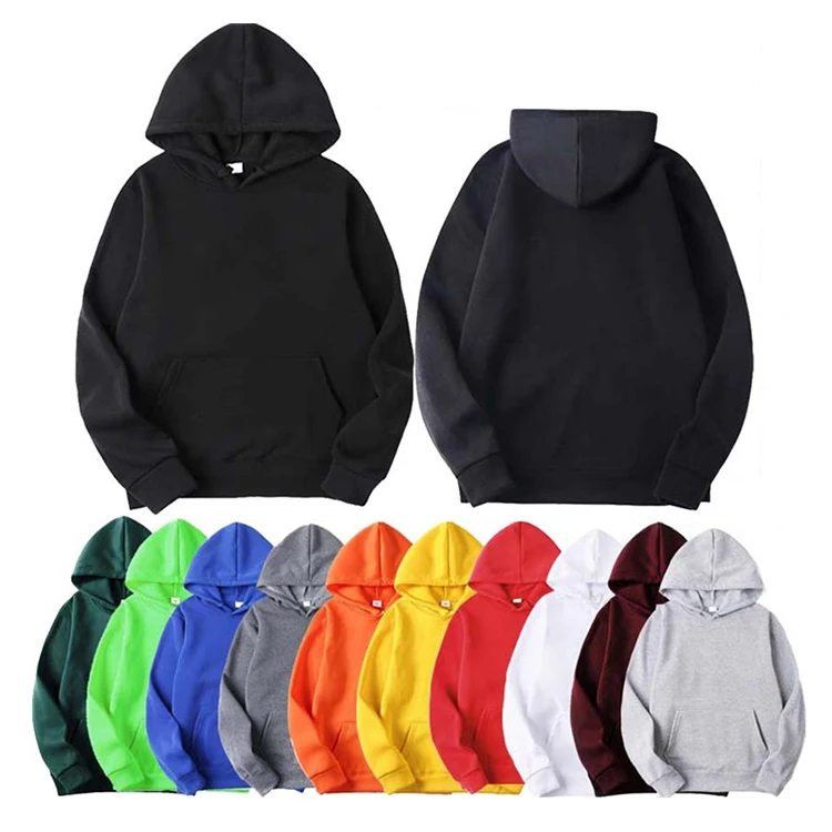 

Wholesale Men Women Solid Color Fleece Kangaroo Pocket Hooded Sweater Lovers Blank Casual Pullover Sweatshirts Hoodies, Customized color