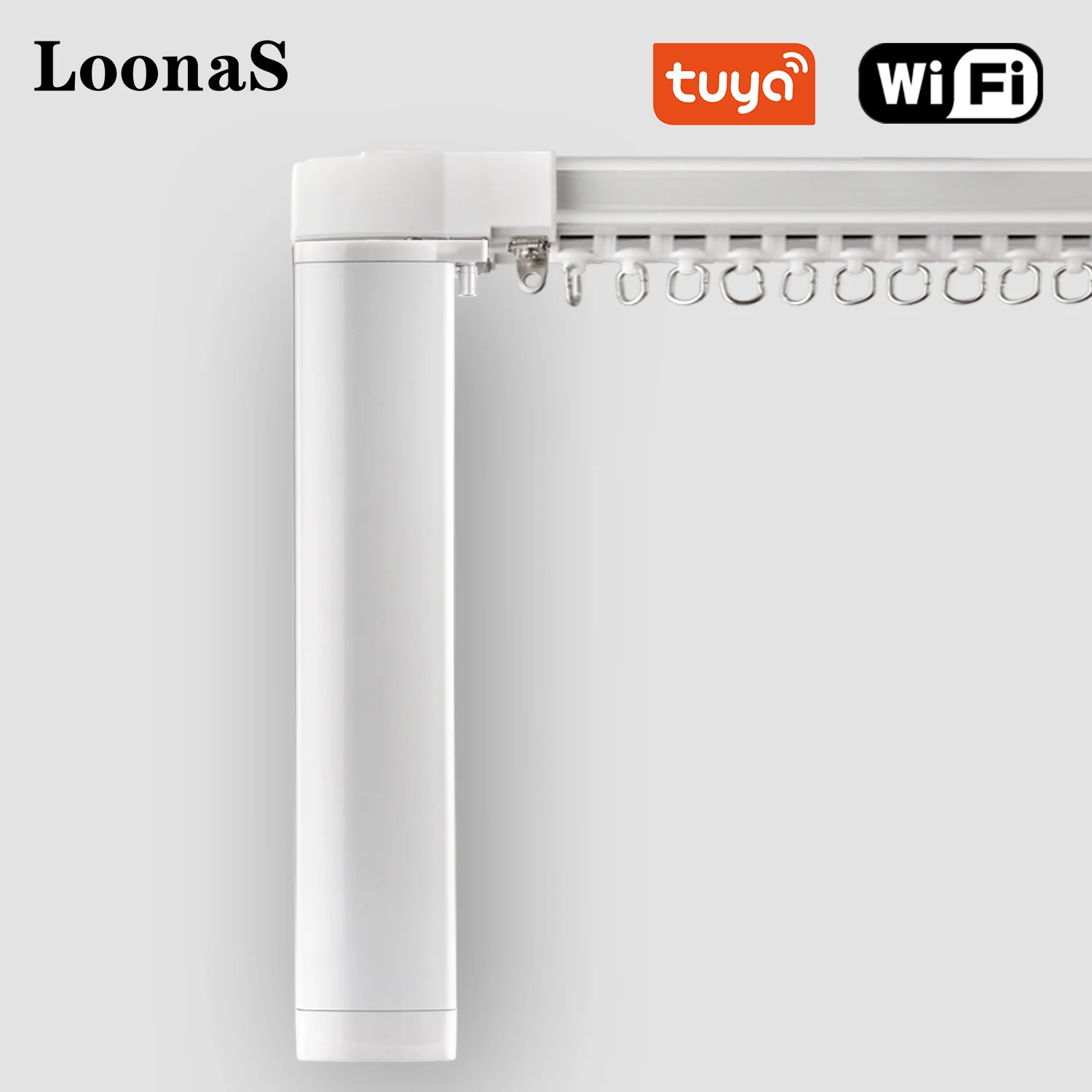 

Loonas Customized Track with RF Remote Alexa and Google Assistant Control Tuya Smart WiFi Electric Curtain Motor system