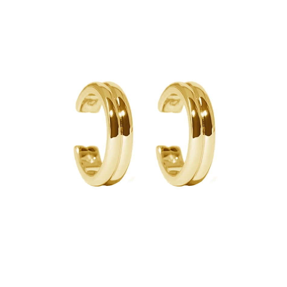 

wholesale fashion jewellery Ear Cuff 925 Sterling Silver 18k gold Plated Double Band Ear Cuff Earrings