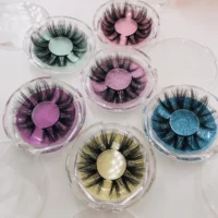 

Custom plastic clear circle boxes natural long 18mm 20mm 22mm 23mm lashes wholesale popular 5d eyelashes