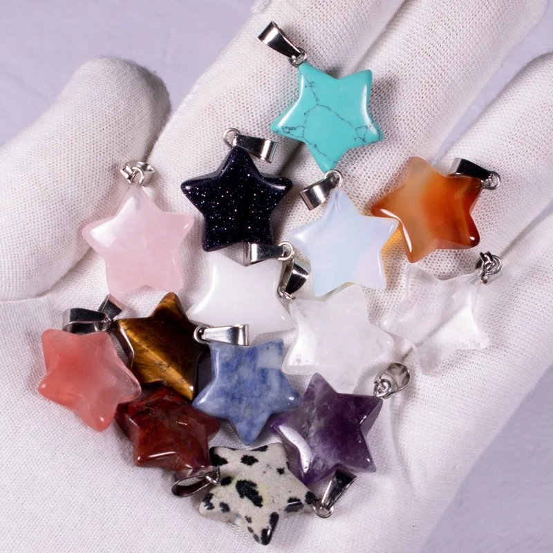 

Factory direct red agate 20*6mm star pendant Korean necklace jewelry pink crystal pendant fashion Valentine's day gift, Pic