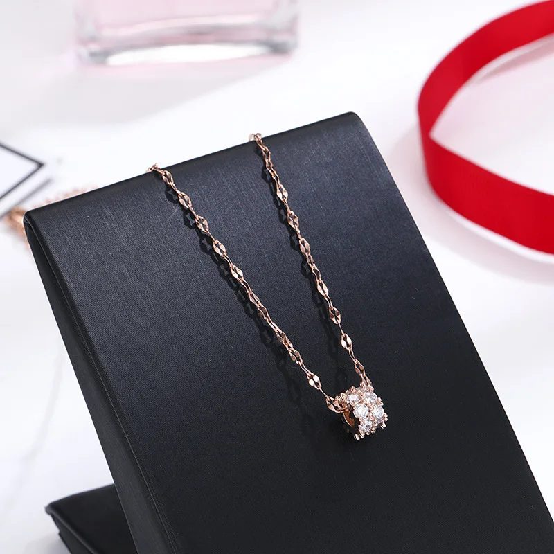 

JW-203 New Gear Small Waist Clavicle Chain Rose Gold Double Row White Zircon Delicate Elegant Necklace Pendant, Picture colors