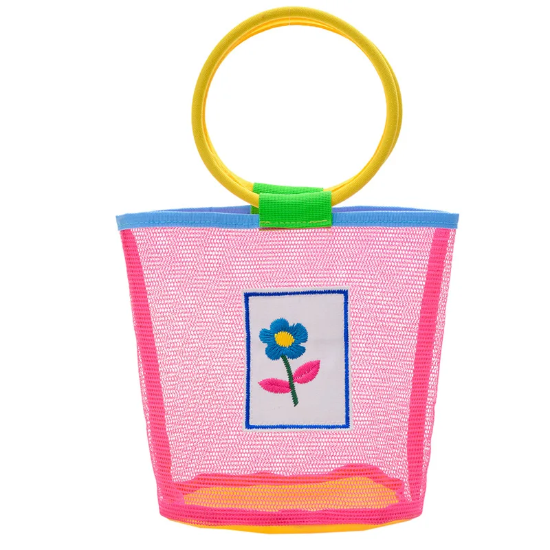 

Custom Beach Toys Mesh Bags for Kids Summer Women Fashion Swimming Flowers Mesh Tote Hand Bags, Customized color