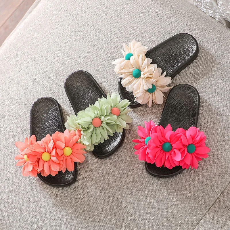 

New girls' slippers flower fashion casual children's shoes outside wear non-slip soft-soled kid sandals