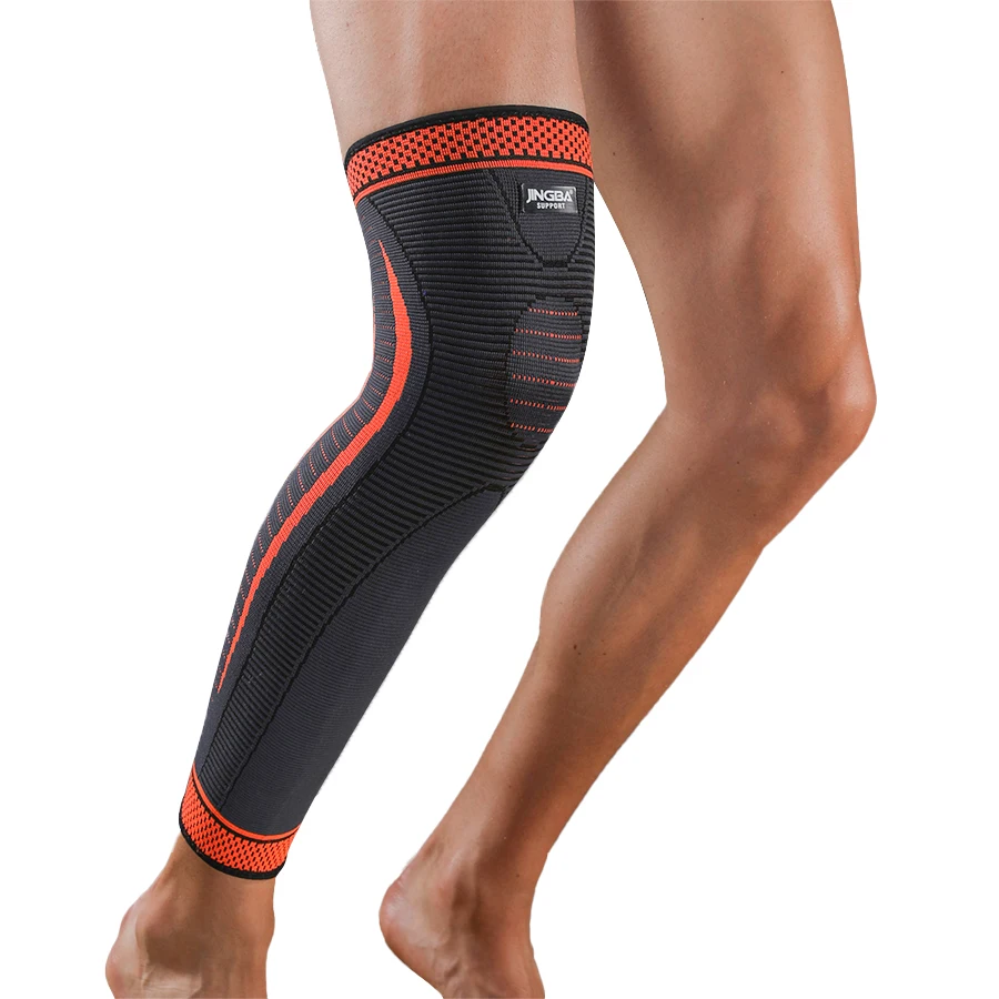JINGBA Manufacturer Full Length Leg Knee Sleeve Colorful Elastic Knee Belt Nylon Knitting Knee Pads Running Protection