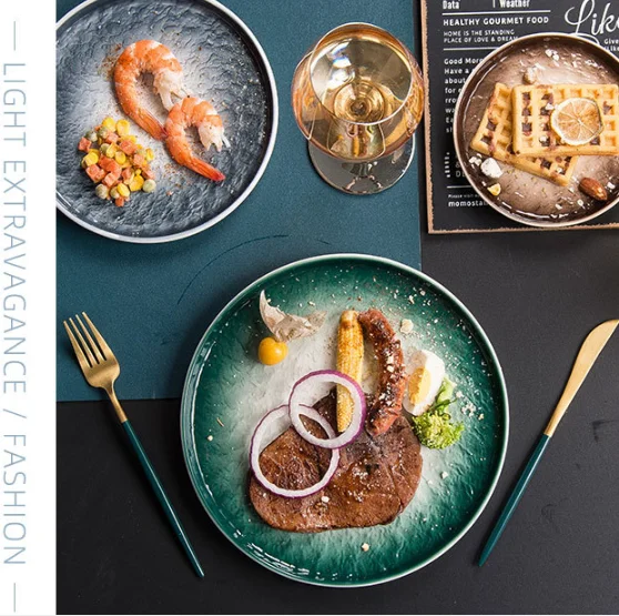 

marble Stone steak luxury christmas combination dish ceramic tableware dinnerware meal dinner plate set ceramics, Ceramics plates