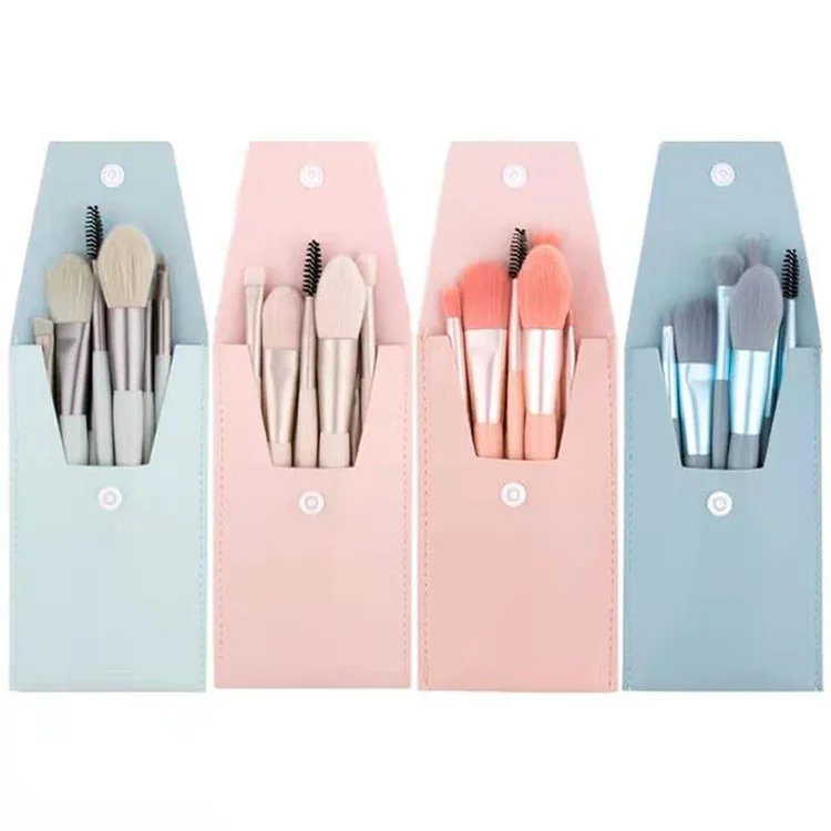 

8 Pcs Personalized Synthetic Mini Make Up Brushes Kit Custom Logo Matte Small Makeup Brush Travel Set With Bag